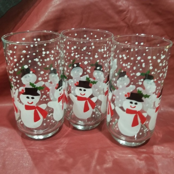 Vintage Libbey Glass, Snowman & Snowflake #1 - Picture 2 of 3